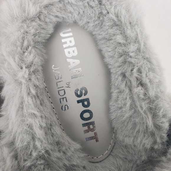 J/Slides Urban Sport Womens Slippers BABEE Gray Faux Fur Slide  Size 8 M - Picture 5 of 10